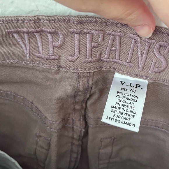 V.I.P. Jeans Distressed Soft Purple Denim Jeans Size 7/8 - Picture 4 of 4